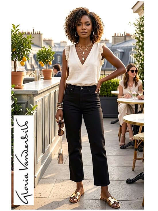 Gloria Vanderbilt Denim - GLORIA VANDERBILT - Black stretch ankle jeans Amanda style